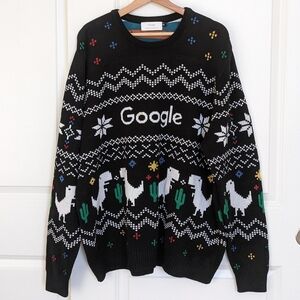 Google Ugly Christmas Sweater Men 3XL Chromebook Dinosaur Chunky Nordic Holiday